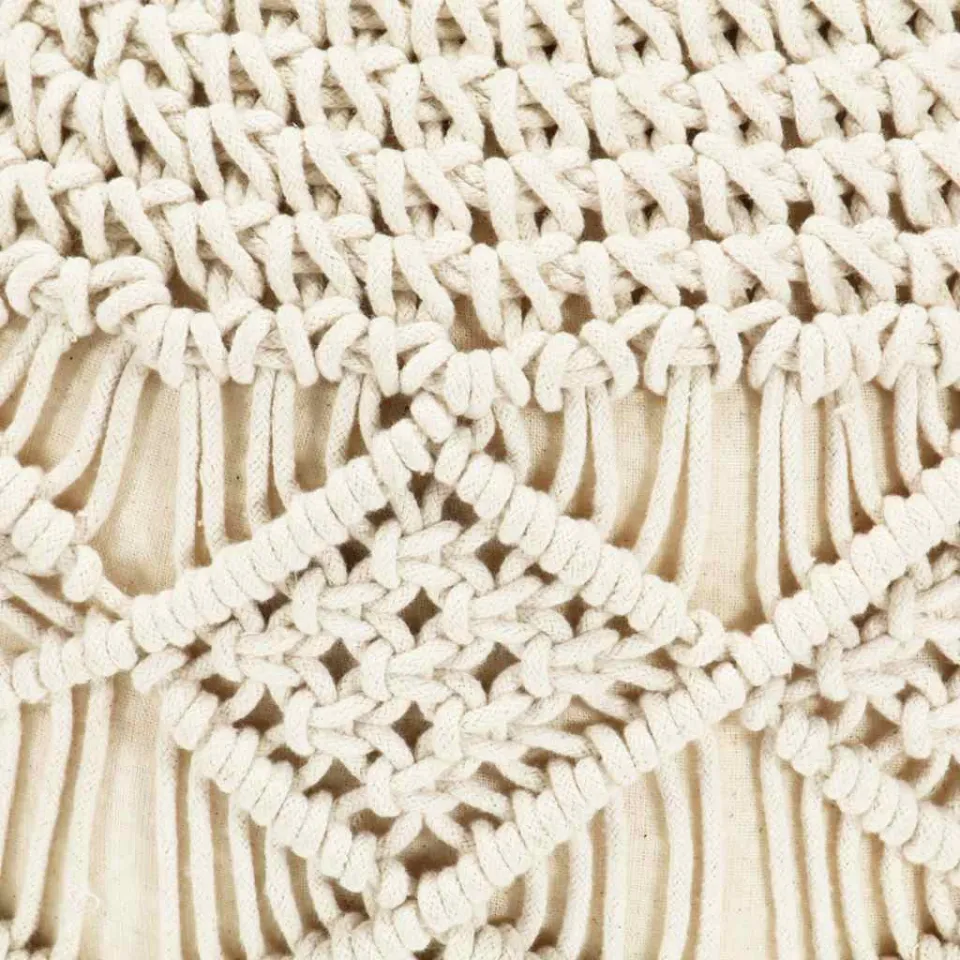 vidaXL Poef macramé handgemaakt 45x30 cm katoen beige, foto 3