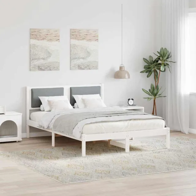 vidaXL Bedframe Lichtgrijs 150 x 200 cm Massief grenenhout