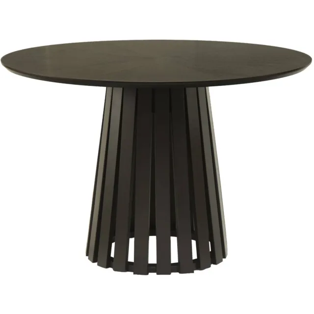 sweeek Ronde eettafel van rubberhout met eikenfineer 4 plaatsen - angèle Zwart