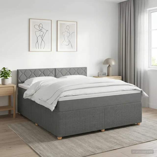 vidaXL Boxspringbed met matras Donkergrijs 140 x 190 cm Stof