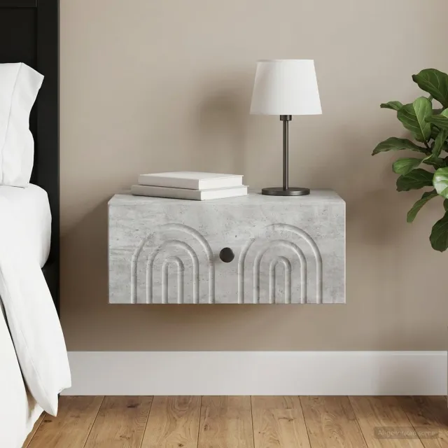vidaXL Wandbeugel Bedkast Betongrijs 49 x 34,5 x 20 cm Bewerkt hout grijs, foto 2