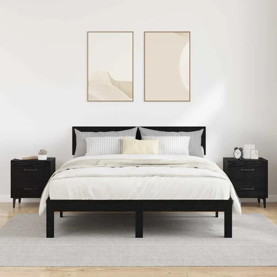 vidaXL Bed kast 2 st Zwart Eiken 40 x 35 x 47,5 cm Bewerkt hout, foto 4