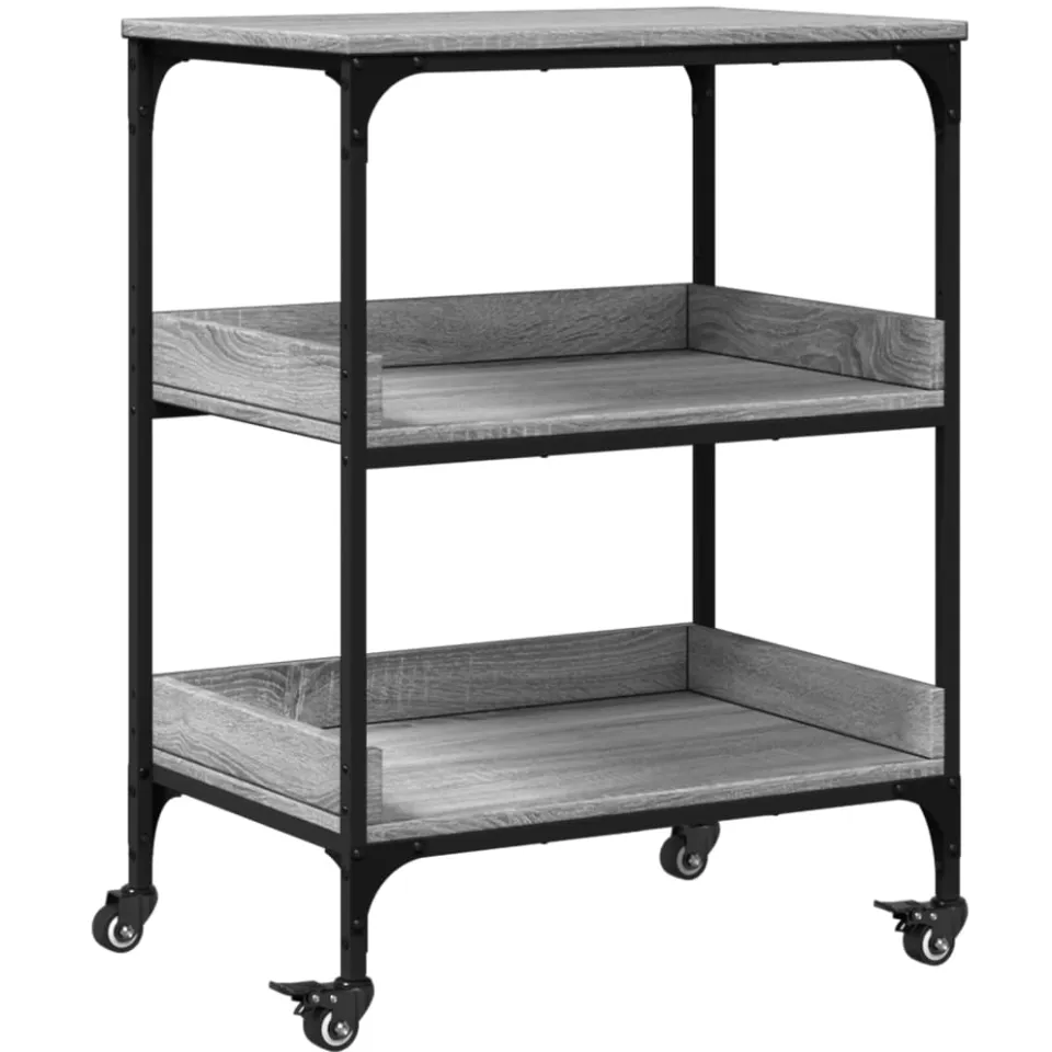 vidaXL Keukentrolley 60x41x80,5 cm bewerkt hout grijs sonoma eiken