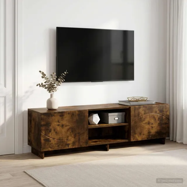 vidaXL TV-standaard 140 x 34,5 x 40 cm Gerookt eiken Bewerkt hout Bruin