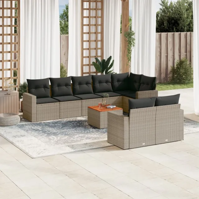 vidaXL Patio Sofa Set 9-zits Grey and Dark Grey, foto 2