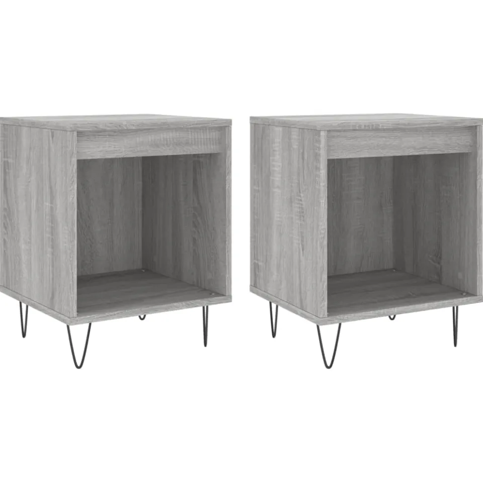 vidaXL Nachtkastjes 2 st 40x35x50 cm bewerkt hout grijs sonoma eiken, foto 3