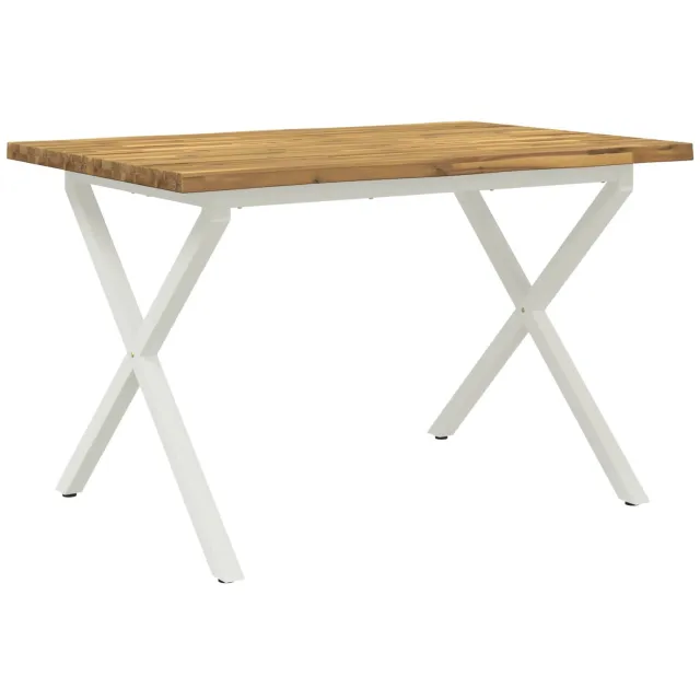 vidaXL Eettafel - met - levendige - rand - 120 - x - 70 - x - 75 - cm Whitewash en wit