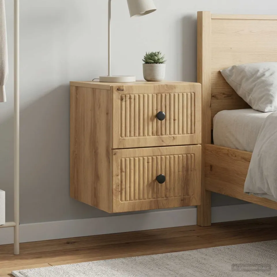 vidaXL Wandbeugel Bedkast 2 st Artisanaal eiken 33 x 34,5 x 40 cm, foto 4