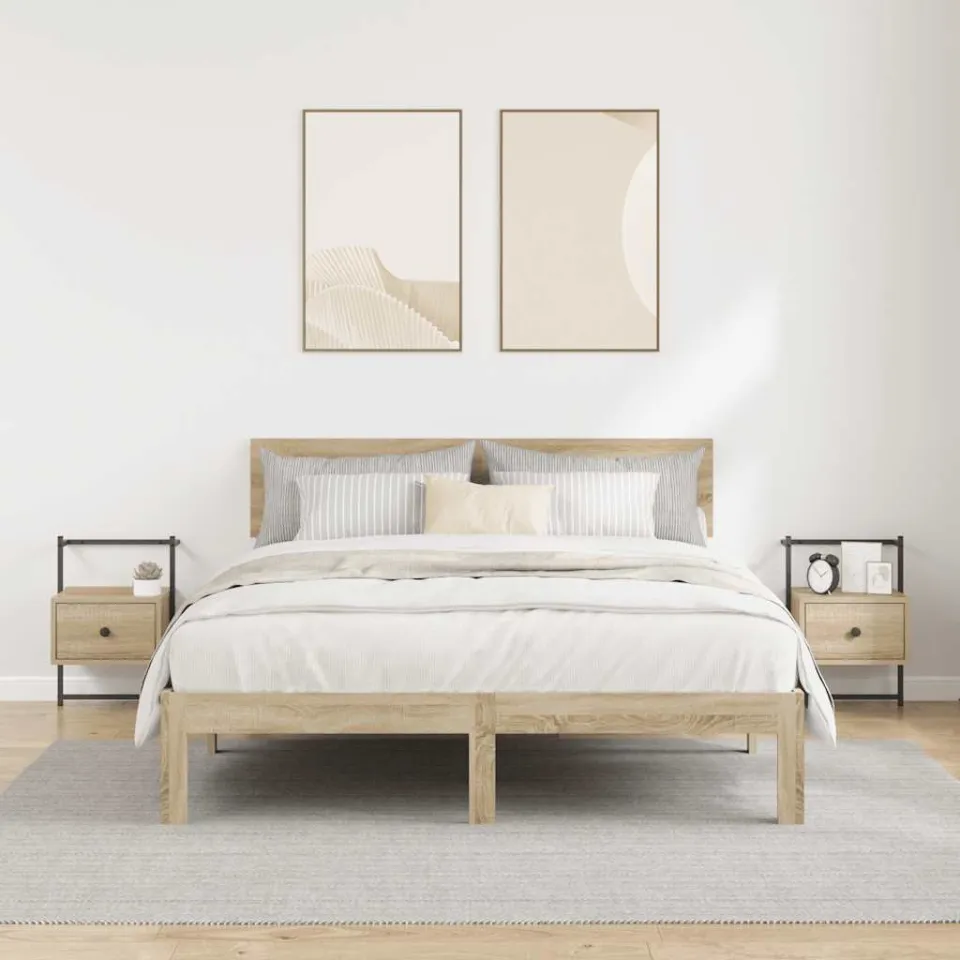 vidaXL Nachtkastjes 2 st wandgemonteerd 35x30x51 cm hout sonoma eiken, foto 3