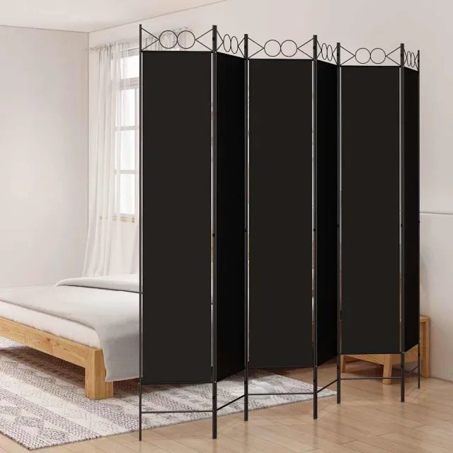 vidaXL Kamerscherm met 6 panelen 240x220 cm stof zwart, foto 2