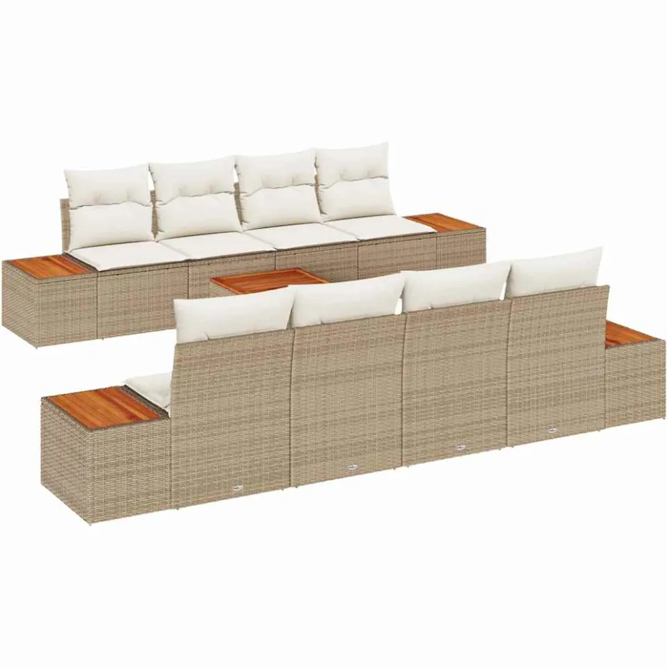 vidaXL Tuinbankenset 9 st Beige Poly riet