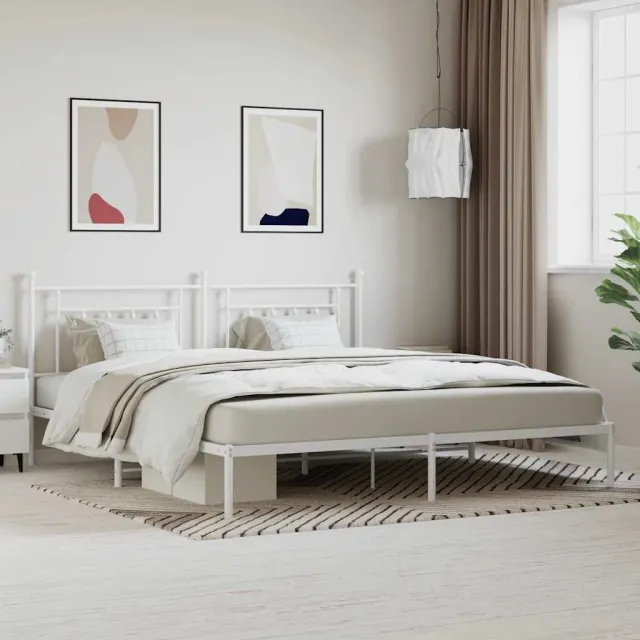 vidaXL Bedframe met hoofdbord metaal wit 200x200 cm