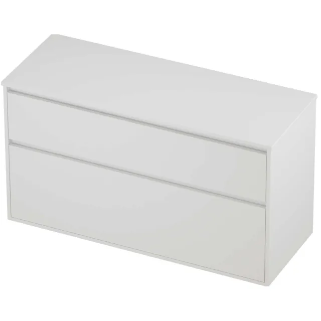 Proline Deck Badmeubelset Greeploos Asymmetrisch Kader 2 Laden 120x46x67 cm Mat White Mat Wit