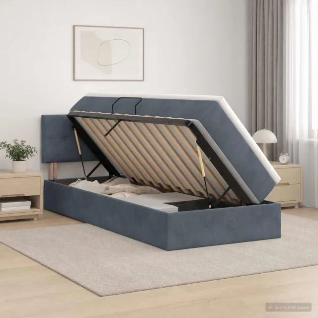 vidaXL Opslag bed met hoofdeinde Donkergrijs 100 x 200 cm Fluweel
