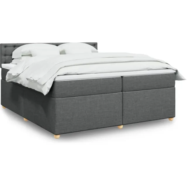 vidaXL Boxspring met matras stof donkergrijs 200x200 cm grijs