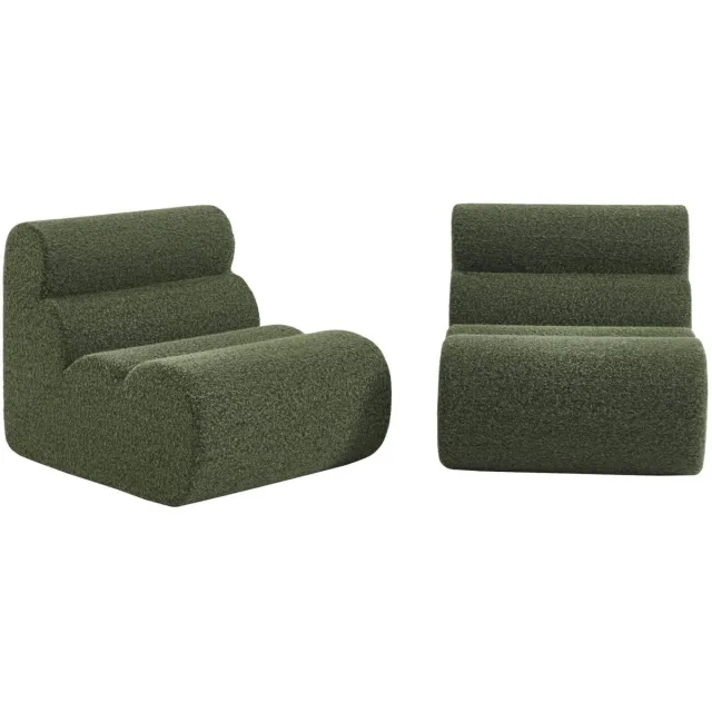 sweeek Set van 2 stoffen fauteuils effect alpaca 1 zitplaats - nova Kaki