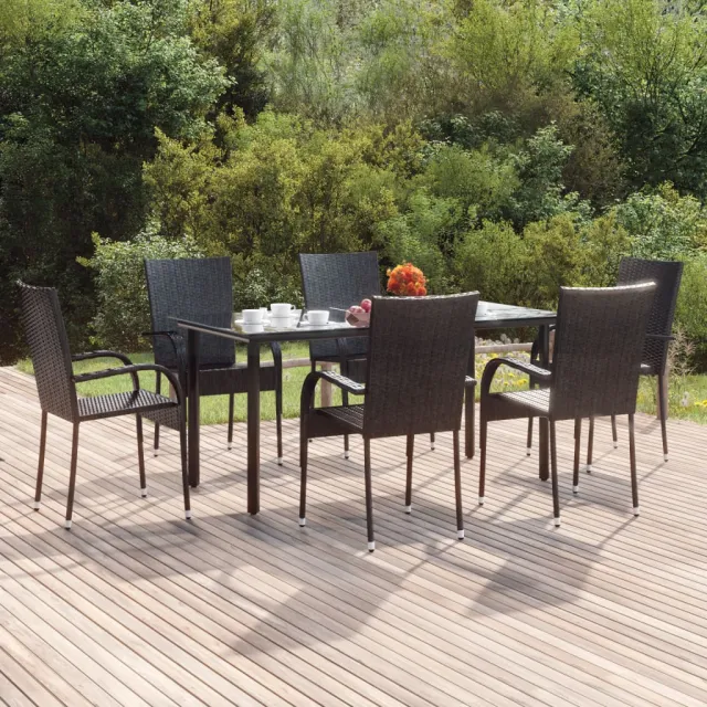 vidaXL 7-delige Tuinset poly rattan zwart, foto 2