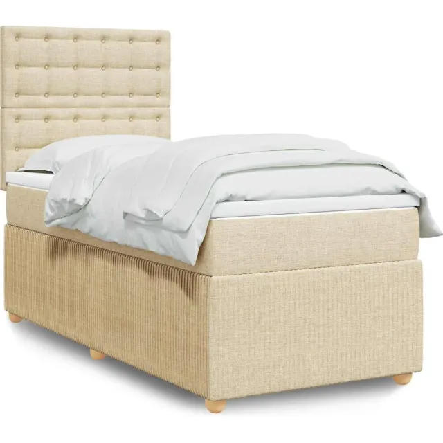 vidaXL Boxspring met matras stof crèmekleurig 100x200 cm