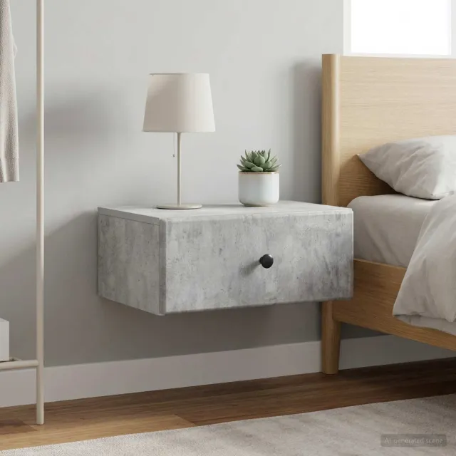 vidaXL Wandbeugel Bedkast 2 st Betongrijs 49 x 34,5 x 20 cm grijs, foto 2