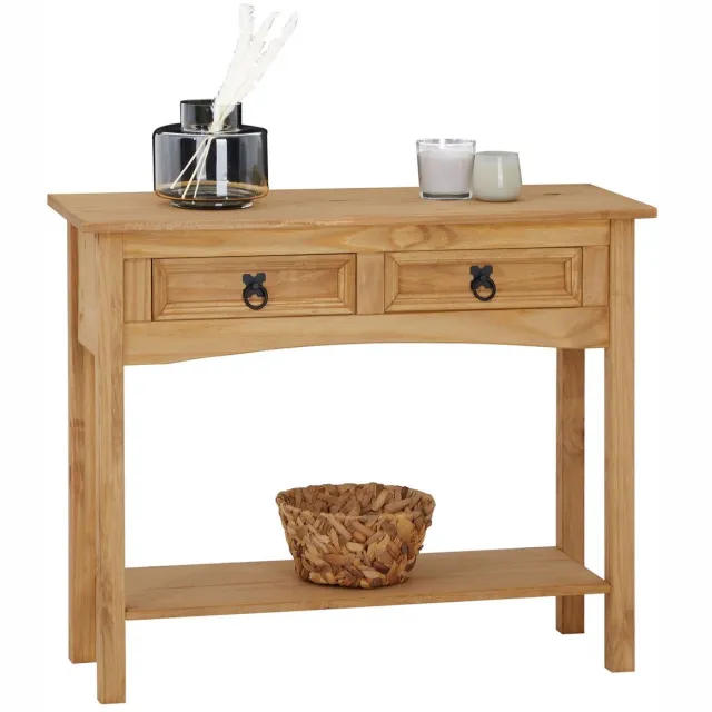 IDIMEX Consoletafel SALSA van massief grenenhout met 2 lades bruin