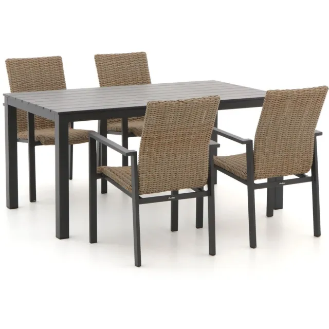 Manifesto Furniture Manifesto Villongo/Menzano 160cm dining tuinset 5-delig stapelbaar grijs, foto 2
