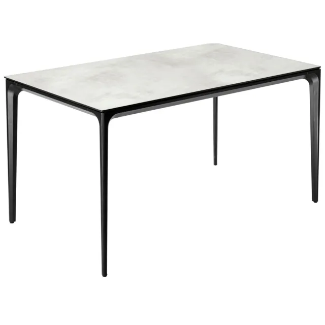 Vega Tafel voor buiten Linero rechthoekig; 138x80x72 cm (LxBxH); Tafelblad steengrijs, frame zwart; rechthoekig