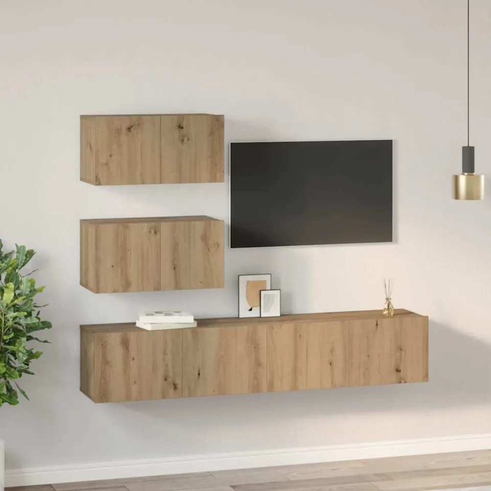 vidaXL Tv-meubelset 4 st 80 x 30 x 30 cm Artisanaal eiken, foto 4