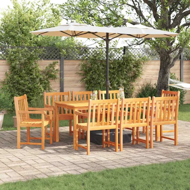 vidaXL Tuin eettafelset 9 st Bruin Massief Acaciahout, foto 2