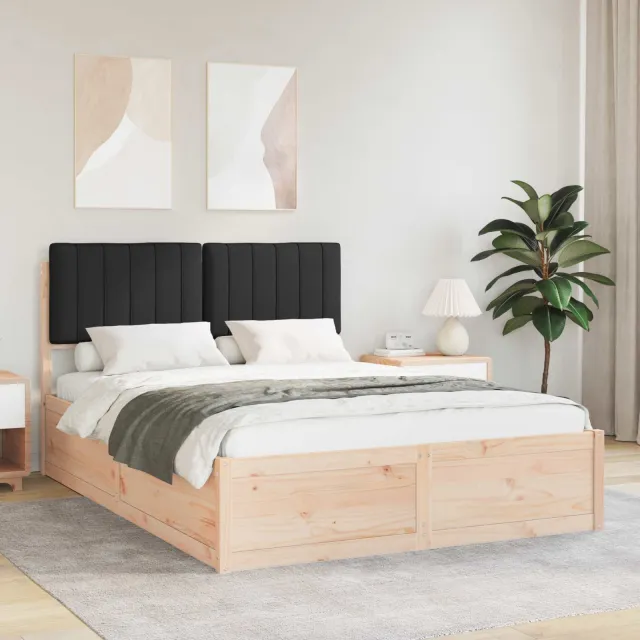 vidaXL Bedframe met Gevoerd Hoofdgedeelte Zwart 135 x 190 cm