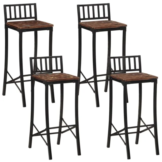 vidaXL Barstoelen 4 st massief gerecycled hout meerkleurig