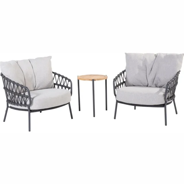4 Seasons Outdoor Calpi lounge balkonset 3 delig rope 4 Seasons Outdoor Antraciet