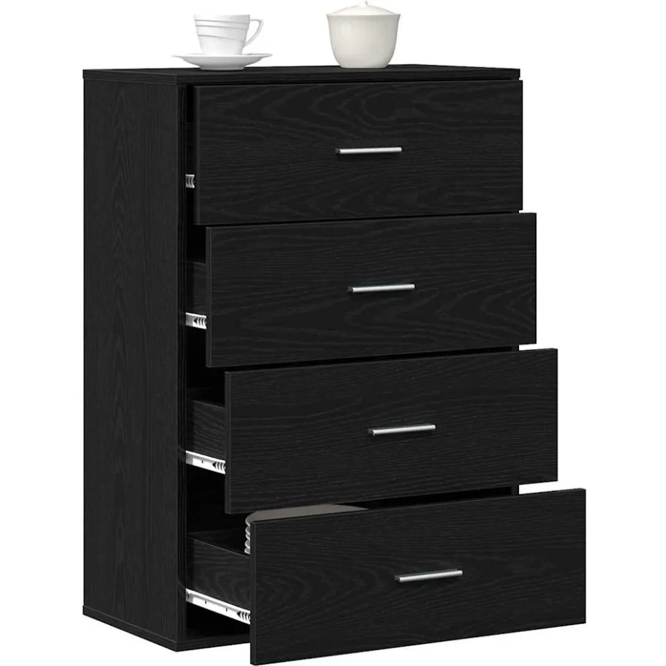 vidaXL Dressoir Zwart Eiken 60 x 31 x 84 cm Bewerkt hout
