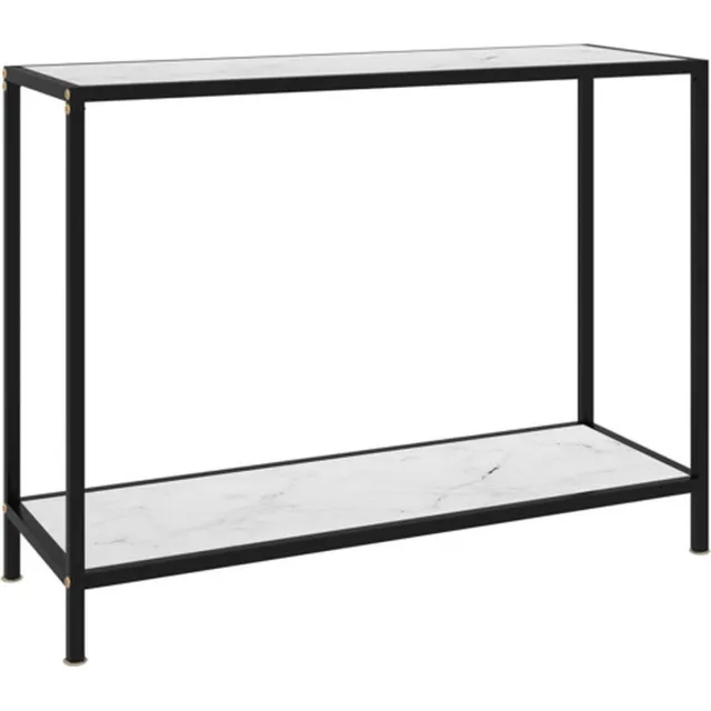 vidaXL Wandtafel - 100x35x75 - cm - gehard - glas - wit wit en zwart