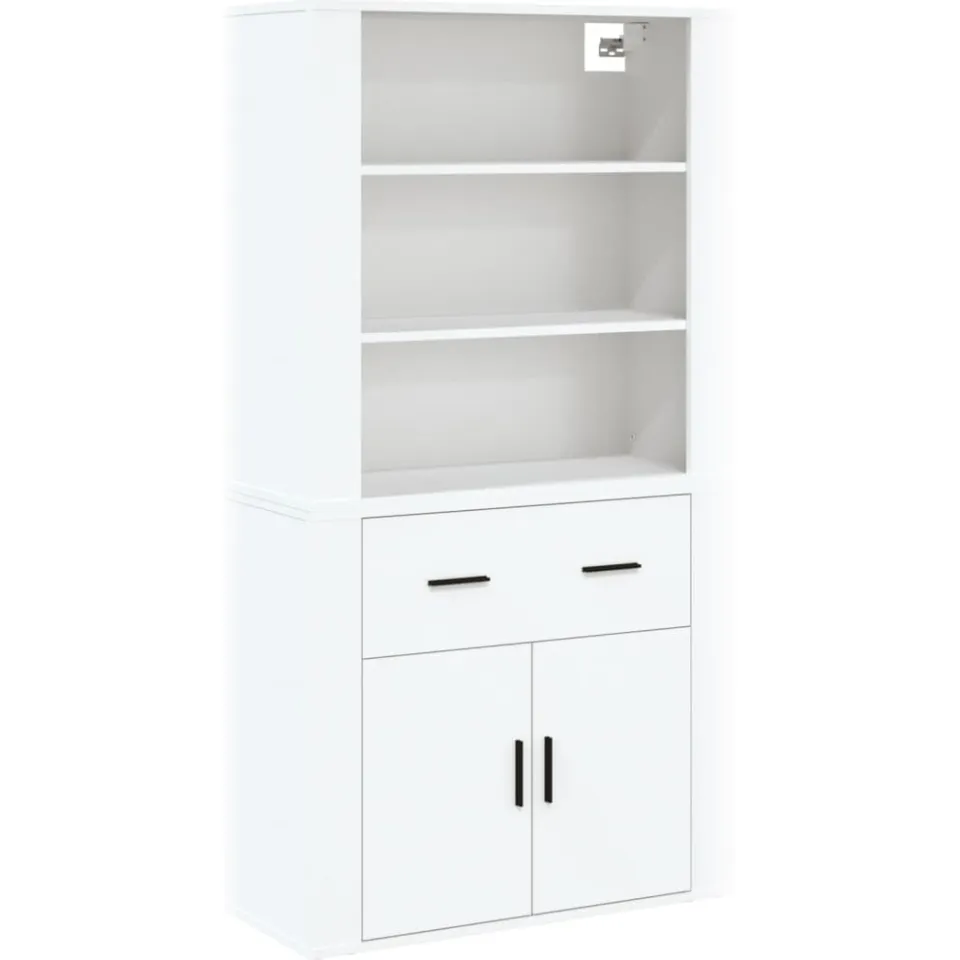 vidaXL Hoge kast bewerkt hout wit