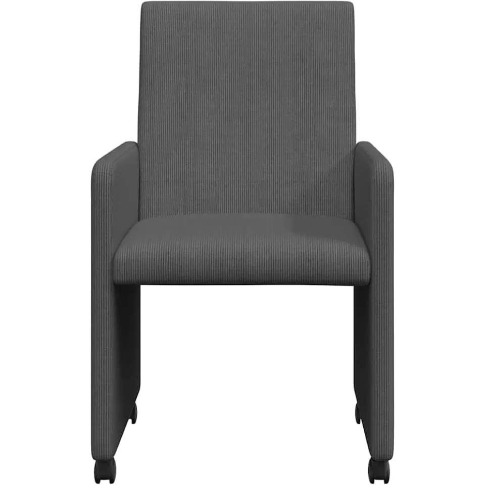 vidaXL Eetkamerstoelen met Wieltjes 2 st Katoenen stof Donkergrijs grijs, foto 4
