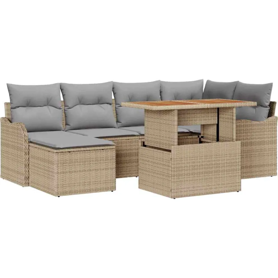 vidaXL Tuin Sofa Set 7 st beige en lichtgrijs