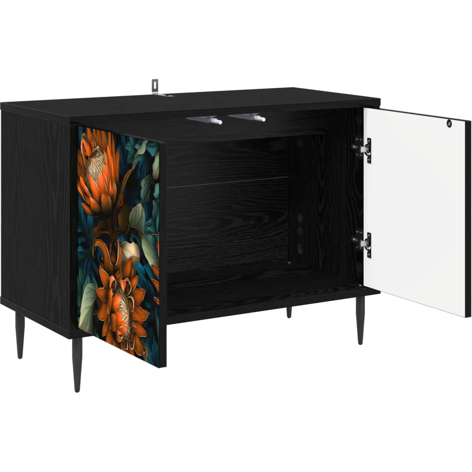 vidaXL Tv-meubel LOCHEM 69 x 33 x 50,5 cm Zwart eiken Bewerkt hout
