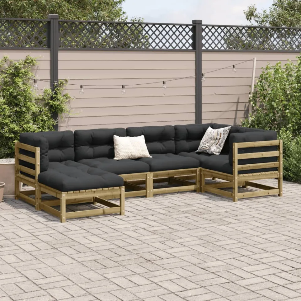 vidaXL 6-delige Loungeset geïmpregneerd grenenhout bruin, foto 3