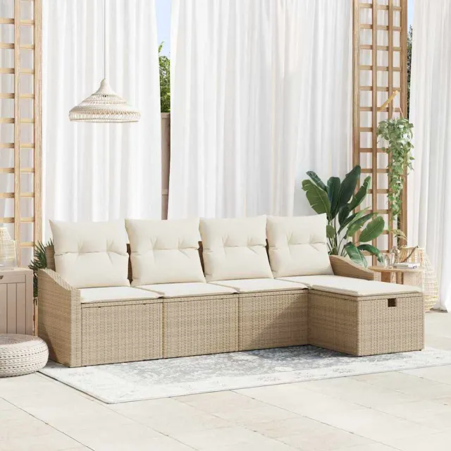 vidaXL Tuin Sofa Set 5 st Poly riet Grijs