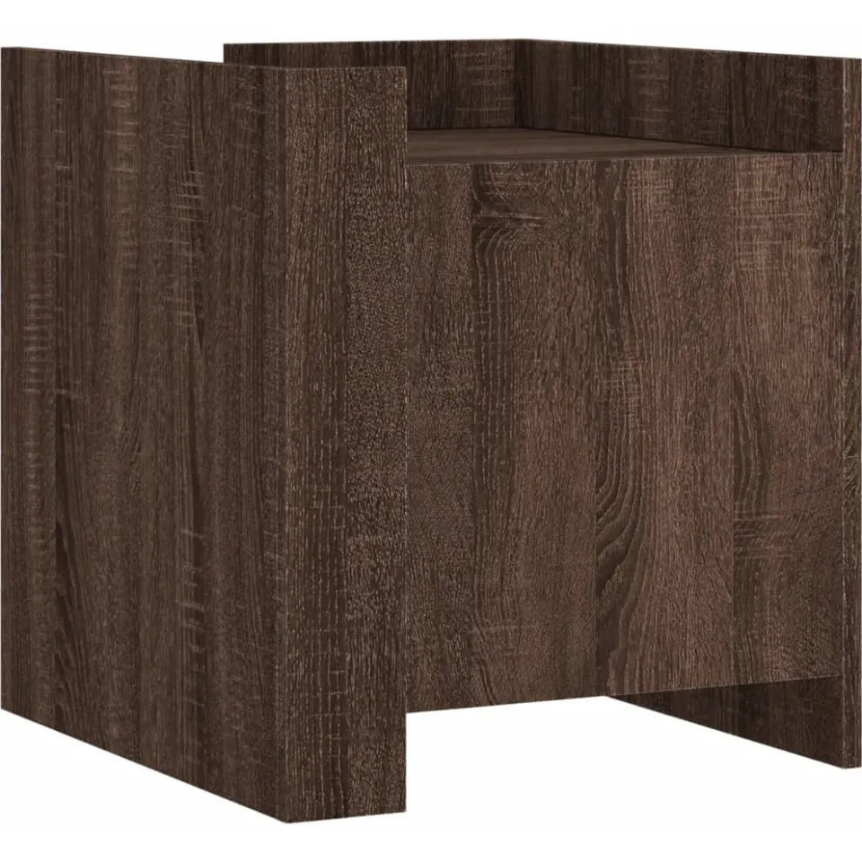 vidaXL Nachtkastje 45x50x50 cm bewerkt hout bruin eikenkleurig, foto 3