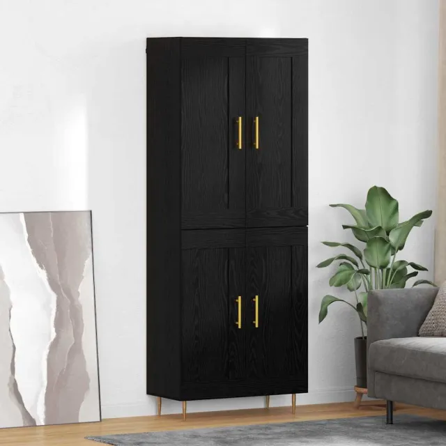 vidaXL Hoge kast Zwart Eiken 69,5 x 34 x 180 cm Bewerkt hout, foto 2