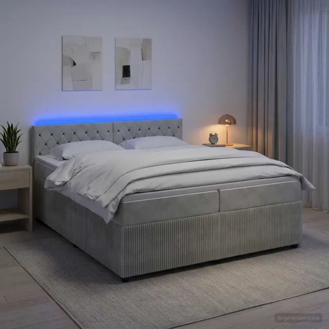 vidaXL Boxspringbed met matras Lichtgrijs 200 x 200 cm Fluweel