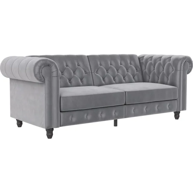 Notio Living Felix 3-Zits Slaapbank met Verstelbare Rugleuning - Lichtgrijs Velours - 236 cm