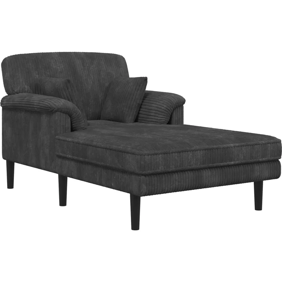 vidaXL Chaise longue Donkergrijs Katoenen stof, foto 3