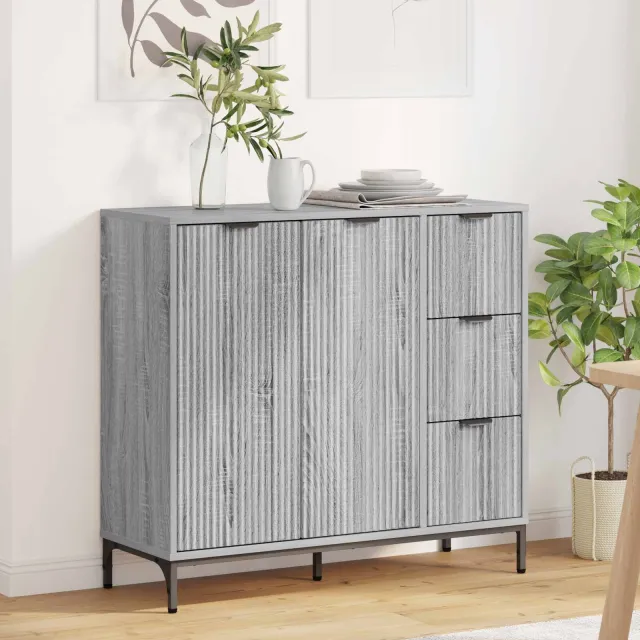 vidaXL Dressoir Grijs Sonoma 89,5 x 33 x 82 cm Bewerkt hout, foto 2