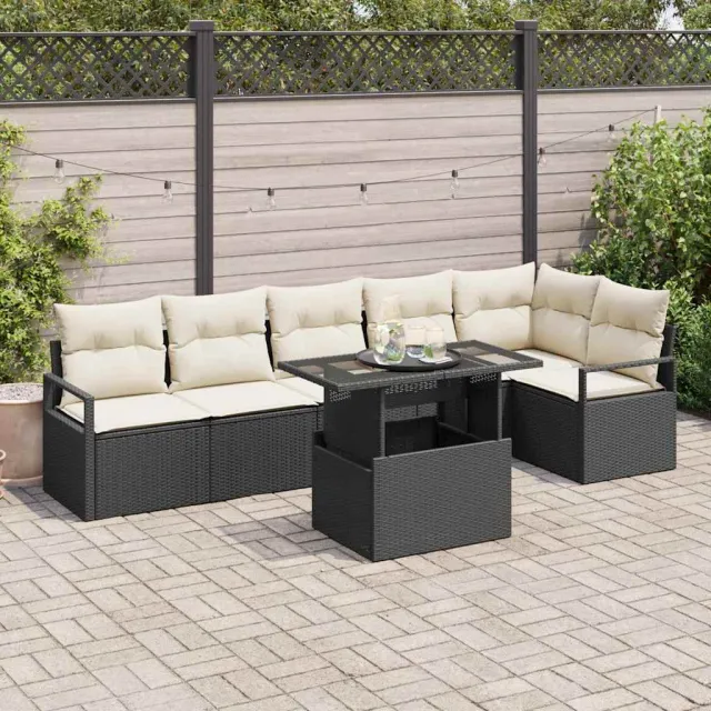 vidaXL Tuin Sofa Set 7 st Zwart poly rattan, foto 2