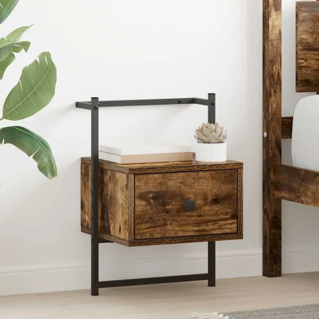 vidaXL Nachtkastjes 2 st wandgemonteerd 35x30x51 cm hout gerookt eiken, foto 2
