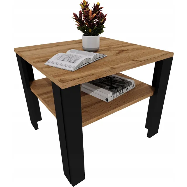 Mobelkap Salontafel met plank Lara 53 - eikenlook, zwart