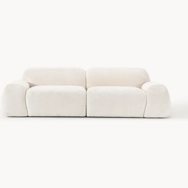 Westwing Collection Modulaire bank Wolke (3-zits) van teddy-bouclé Wit