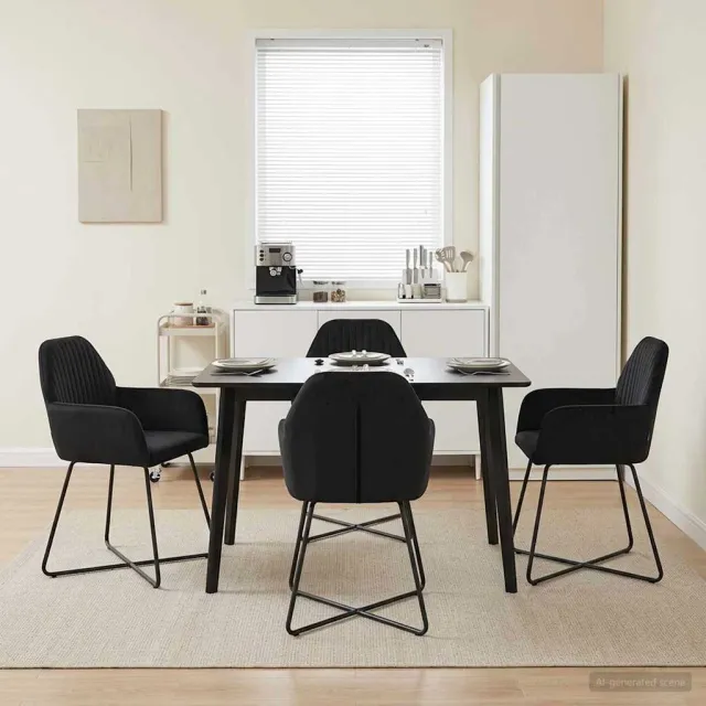 vidaXL Eettafelstoelen 4 st fluweel Zwart 55 x 50 x 84 cm